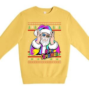 Santa Dj 90s Fancy Dress Costume And Christmas Dj Gift Premium Crewneck Sweatshirt