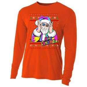 Santa Dj 90s Fancy Dress Costume And Christmas Dj Gift Cooling Performance Long Sleeve Crew