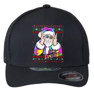 Santa Dj 90s Fancy Dress Costume And Christmas Dj Gift Flexfit Unipanel Trucker Cap