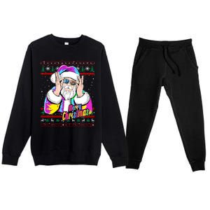 Santa Dj 90s Fancy Dress Costume And Christmas Dj Gift Premium Crewneck Sweatsuit Set