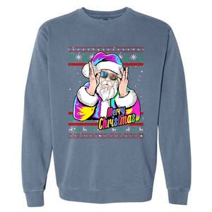 Santa Dj 90s Fancy Dress Costume And Christmas Dj Gift Garment-Dyed Sweatshirt