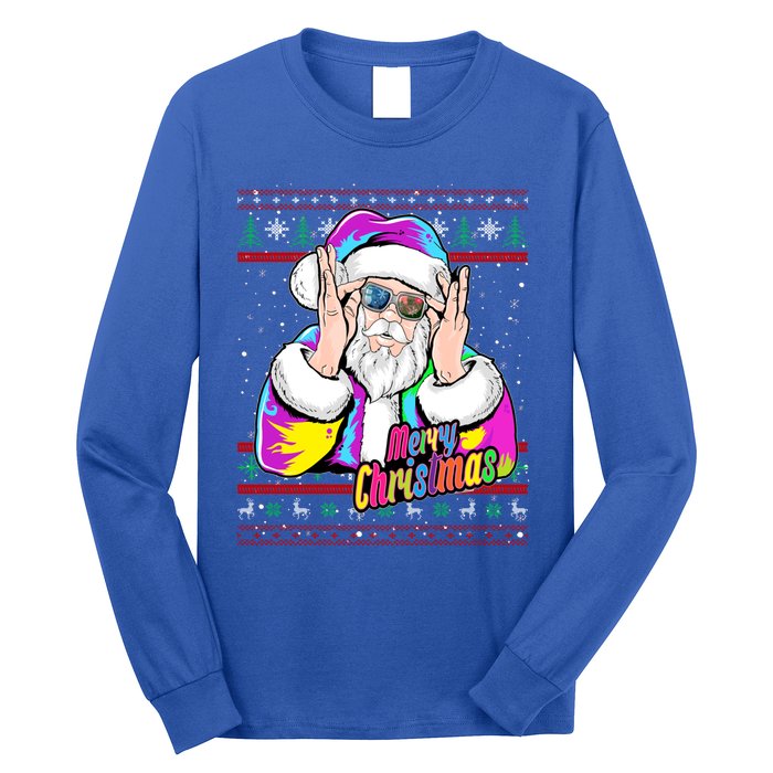 Santa Dj 90s Fancy Dress Costume And Christmas Dj Gift Long Sleeve Shirt