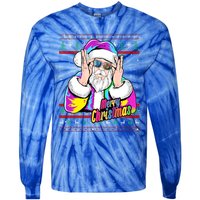 Santa Dj 90s Fancy Dress Costume And Christmas Dj Gift Tie-Dye Long Sleeve Shirt