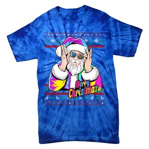 Santa Dj 90s Fancy Dress Costume And Christmas Dj Gift Tie-Dye T-Shirt