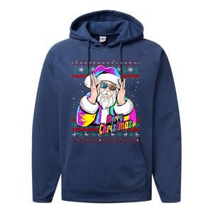 Santa Dj 90s Fancy Dress Costume And Christmas Dj Gift Performance Fleece Hoodie