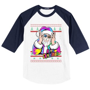 Santa Dj 90s Fancy Dress Costume And Christmas Dj Gift Baseball Sleeve Shirt