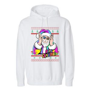 Santa Dj 90s Fancy Dress Costume And Christmas Dj Gift Garment-Dyed Fleece Hoodie