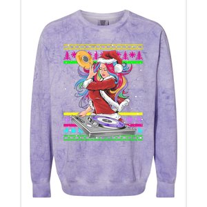 Santa Dj 90s Fancy Dress Costume And Christmas Dj Great Gift Colorblast Crewneck Sweatshirt