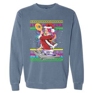 Santa Dj 90s Fancy Dress Costume And Christmas Dj Great Gift Garment-Dyed Sweatshirt