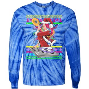 Santa Dj 90s Fancy Dress Costume And Christmas Dj Great Gift Tie-Dye Long Sleeve Shirt