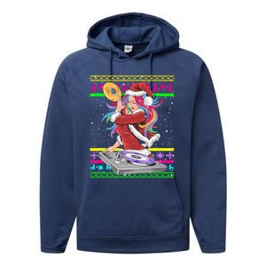 Santa Dj 90s Fancy Dress Costume And Christmas Dj Great Gift Performance Fleece Hoodie