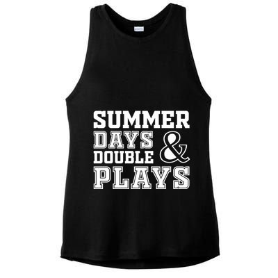 Summer Days and Double Plays Baseball Softball Summer Ladies PosiCharge Tri-Blend Wicking Tank
