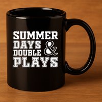 Summer Days and Double Plays Baseball Softball Summer 11oz C Handle Ceramic Mug
