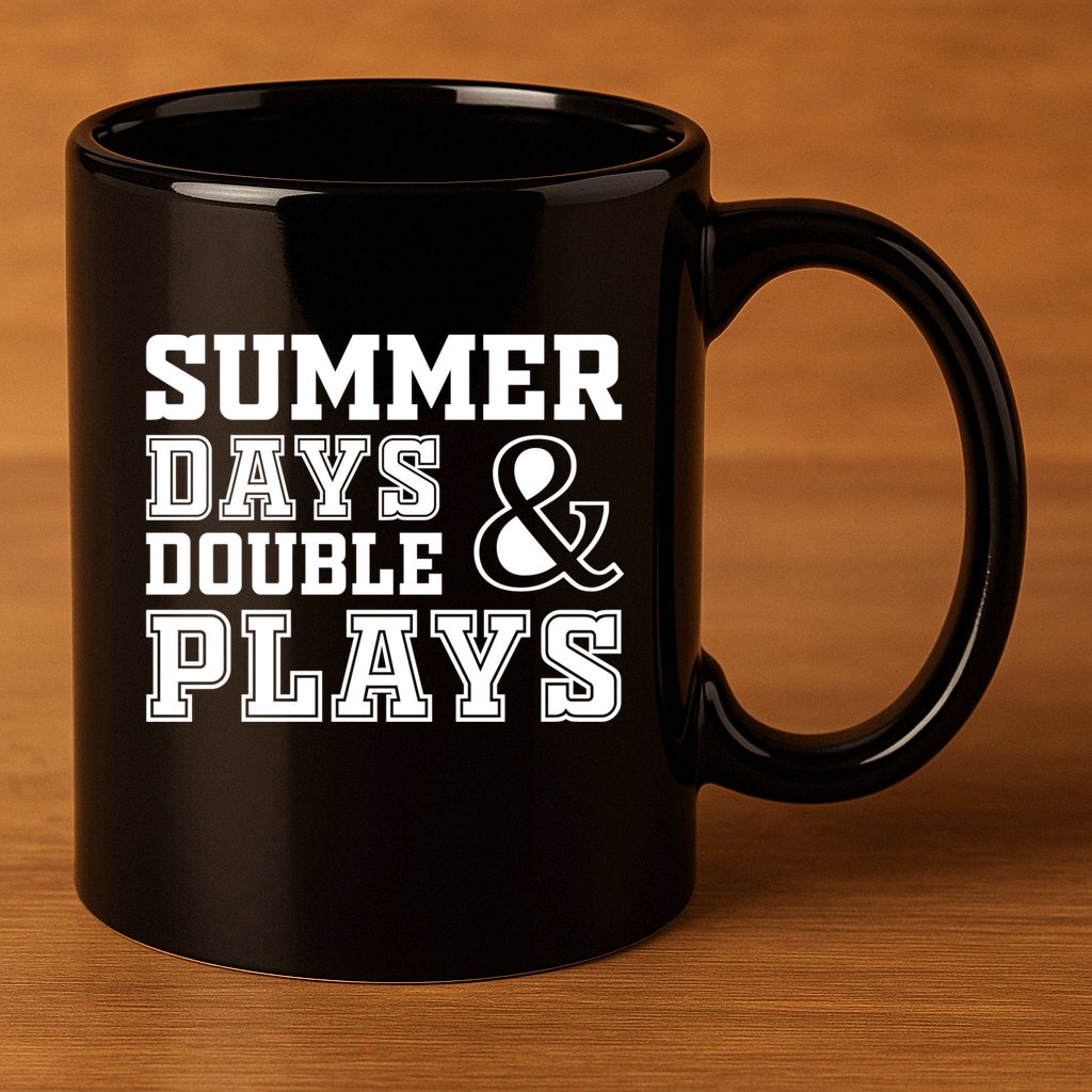 Summer Days and Double Plays Baseball Softball Summer 11oz C Handle Ceramic Mug