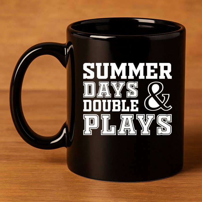 Summer Days and Double Plays Baseball Softball Summer 11oz C Handle Ceramic Mug