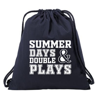 Summer Days and Double Plays Baseball Softball Summer Drawstring Bag