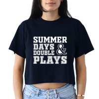 Summer Days and Double Plays Baseball Softball Summer Women's Crop Top Tee