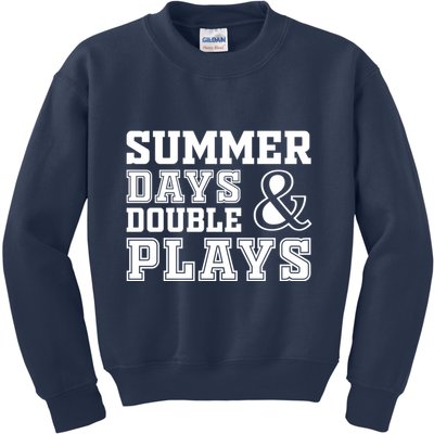 Summer Days and Double Plays Baseball Softball Summer Kids Sweatshirt