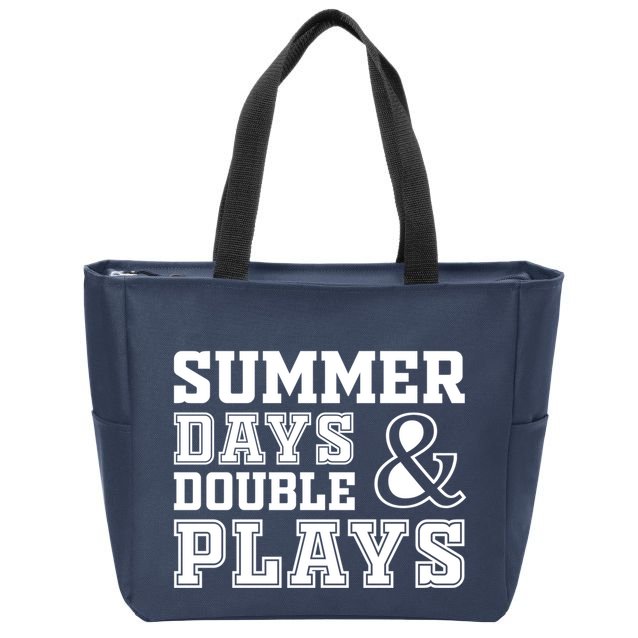 Summer Days and Double Plays Baseball Softball Summer Zip Tote Bag