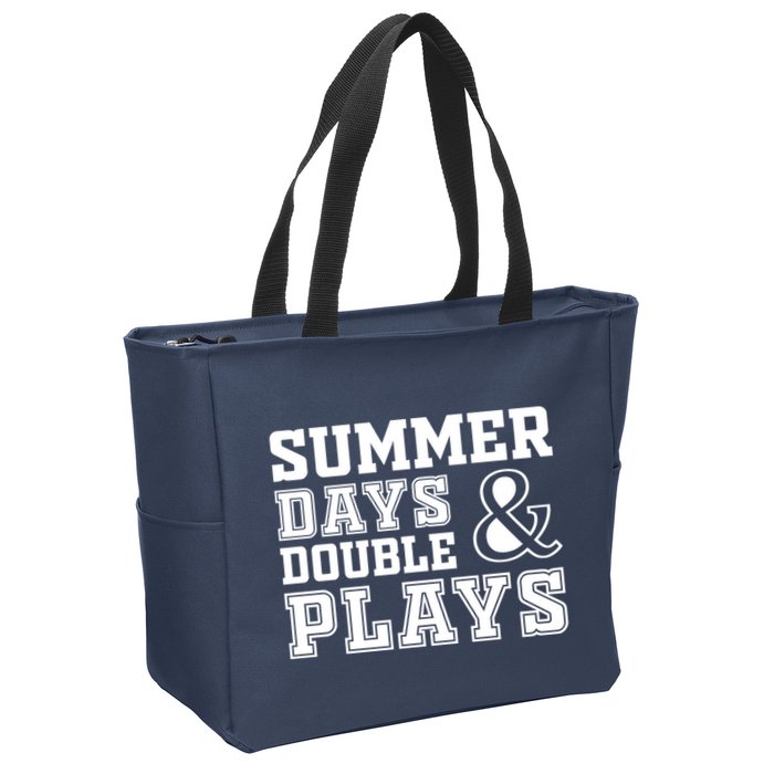 Summer Days and Double Plays Baseball Softball Summer Zip Tote Bag