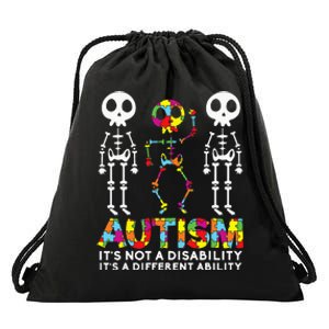 Skull Dance Autism Awareness Tee Mom Dad Kids Autism Drawstring Bag