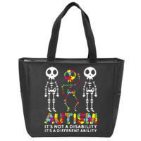 Skull Dance Autism Awareness Tee Mom Dad Kids Autism Zip Tote Bag