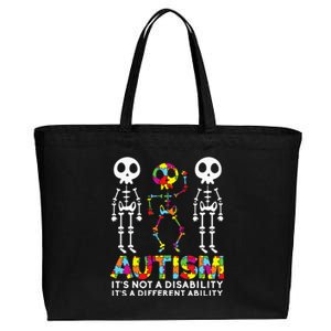 Skull Dance Autism Awareness Tee Mom Dad Kids Autism Cotton Canvas Jumbo Tote