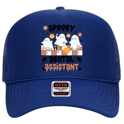 Spooky Dental Assistant Halloween Dental Assisting Groovy Meaningful Gift High Crown Mesh Back Trucker Hat