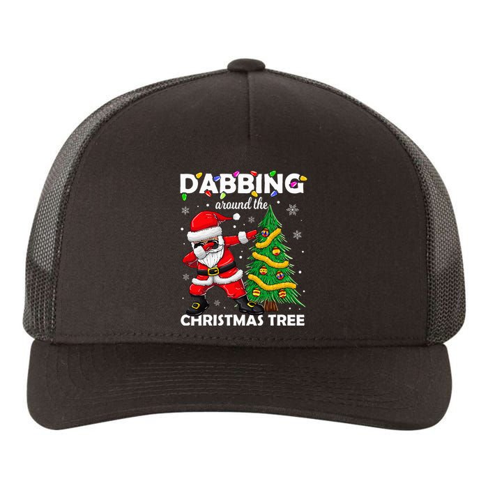 Santa Dabbing Around The Christmas Tree Lights Yupoong Adult 5-Panel Trucker Hat