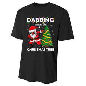 Santa Dabbing Around The Christmas Tree Lights Performance Sprint T-Shirt