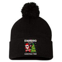 Santa Dabbing Around The Christmas Tree Lights Pom Pom 12in Knit Beanie