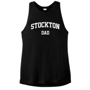 Stockton Dad Athletic Arch College University Alumni Ladies PosiCharge Tri-Blend Wicking Tank