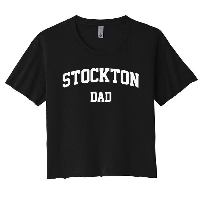 Stockton Dad Athletic Arch College University Alumni Women's Crop Top Tee