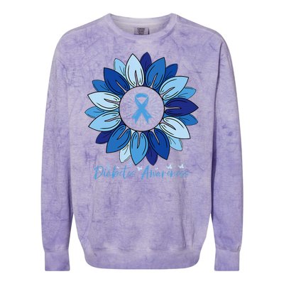 Sunflower Diabetes Awareness Month Colorblast Crewneck Sweatshirt