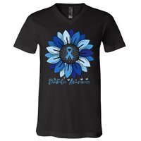 Sunflower Diabetes Awareness Month V-Neck T-Shirt