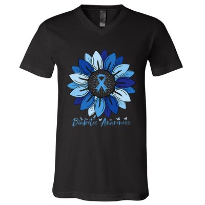 Sunflower Diabetes Awareness Month V-Neck T-Shirt