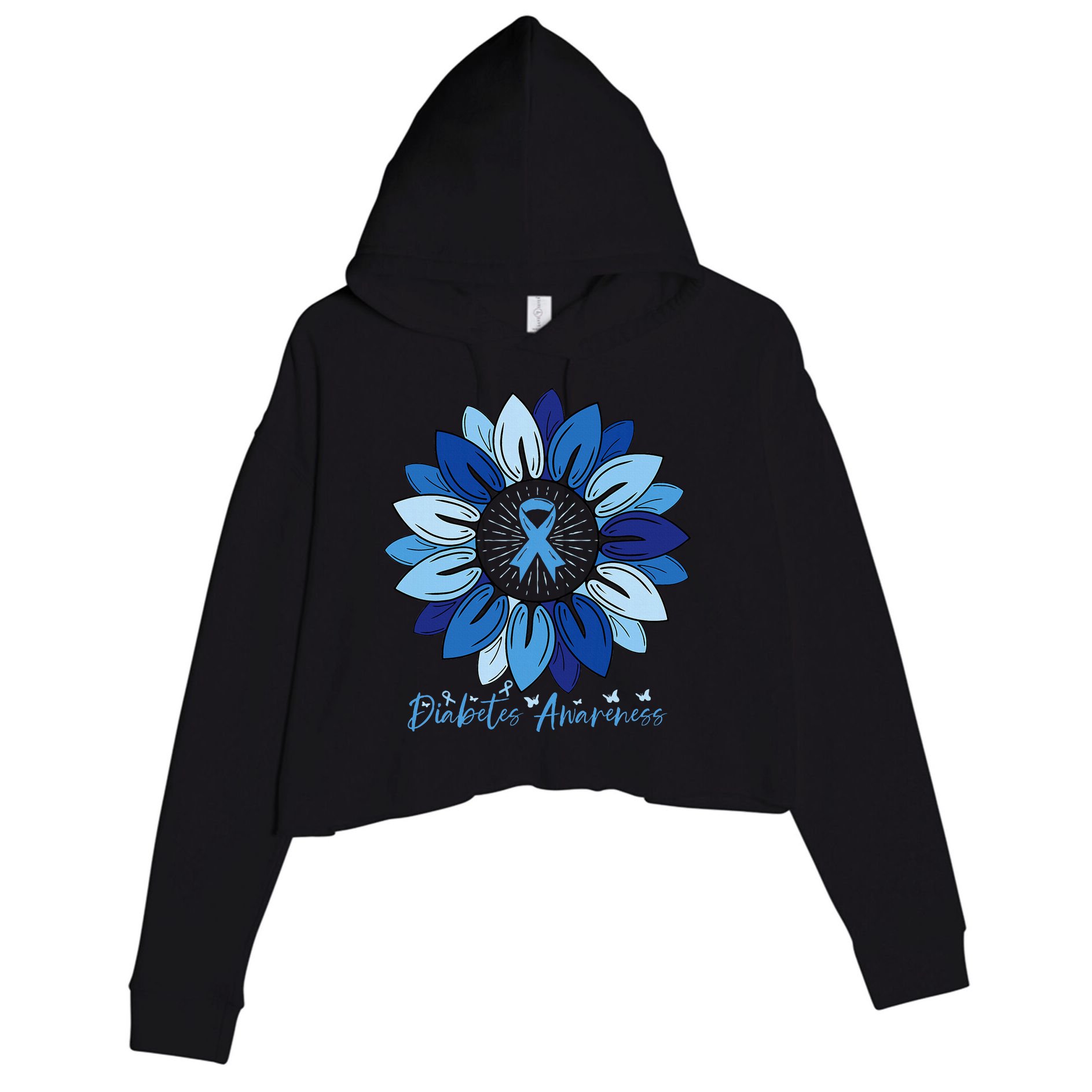 Sunflower Diabetes Awareness Month Crop Fleece Hoodie