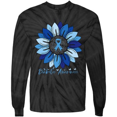 Sunflower Diabetes Awareness Month Tie-Dye Long Sleeve Shirt