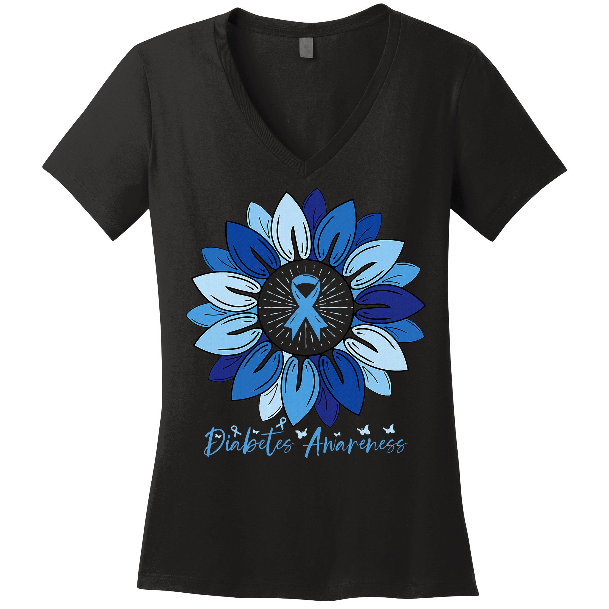 Sunflower Diabetes Awareness Month Women's V-Neck T-Shirt