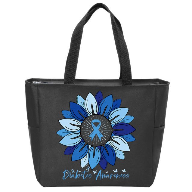Sunflower Diabetes Awareness Month Zip Tote Bag
