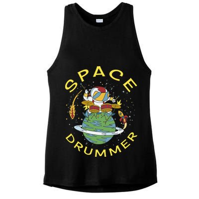 Space Drummer Astronaut Ladies PosiCharge Tri-Blend Wicking Tank