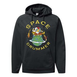 Space Drummer Astronaut Performance Fleece Hoodie