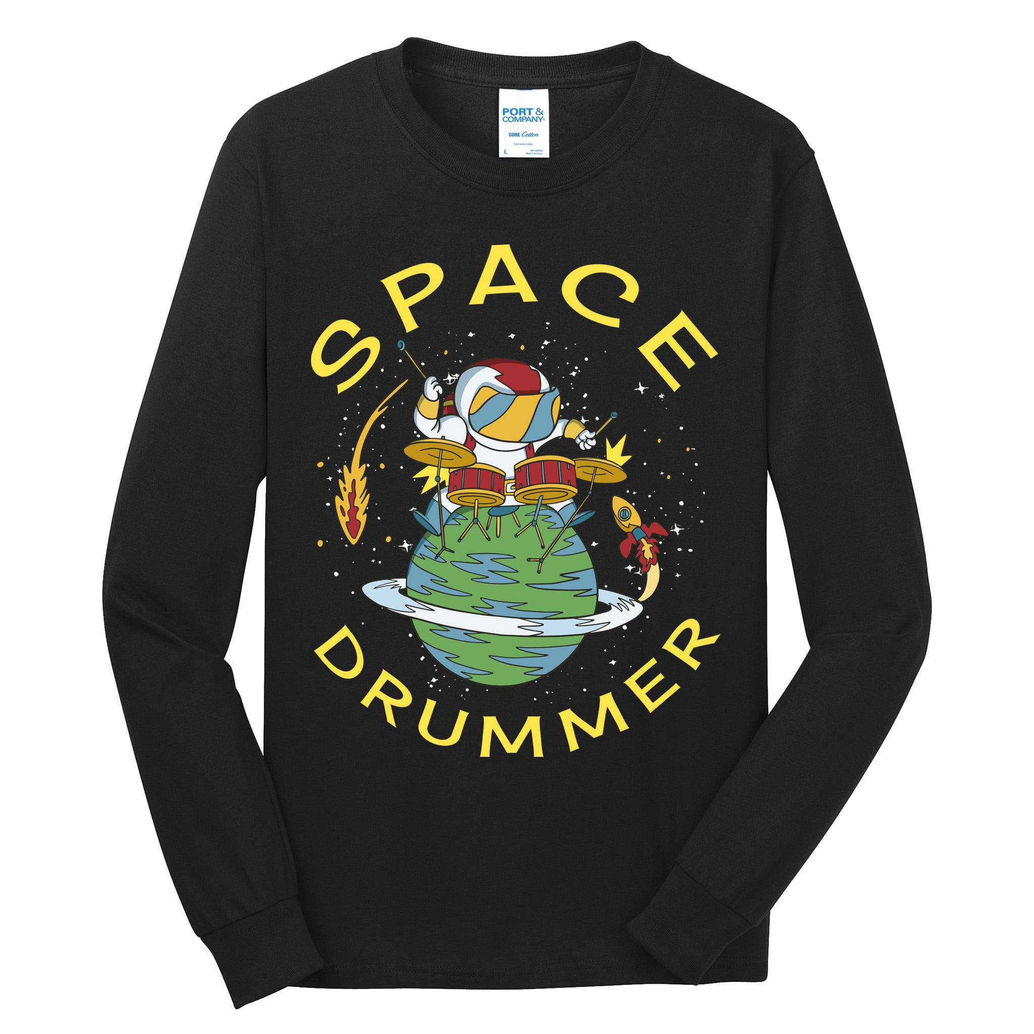 Space Drummer Astronaut Tall Long Sleeve T-Shirt