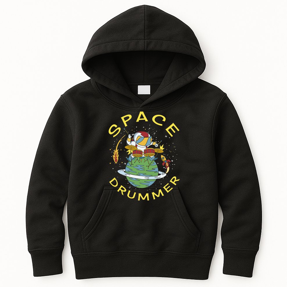 Space Drummer Astronaut Kids Hoodie