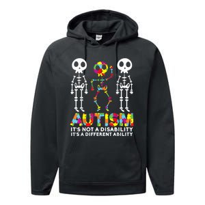 Skull Dance Autism Awareness Tee Mom Dad Autism Performance Fleece Hoodie