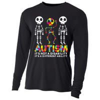 Skull Dance Autism Awareness Tee Mom Dad Autism Cooling Performance Long Sleeve Crew