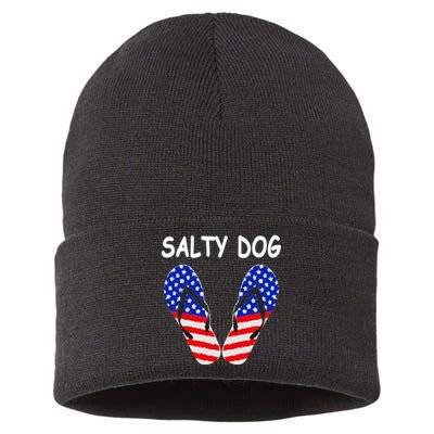 Salty Dog American Flag Flip Flops Long Sleeve Sustainable Knit Beanie