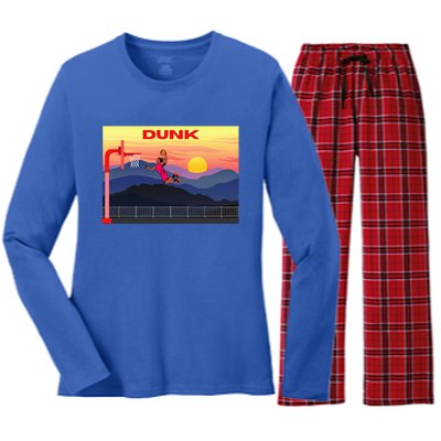 Slam Dunk Alleyoop Highflying Dunk Hang Time Dunk Women's Long Sleeve Flannel Pajama Set 