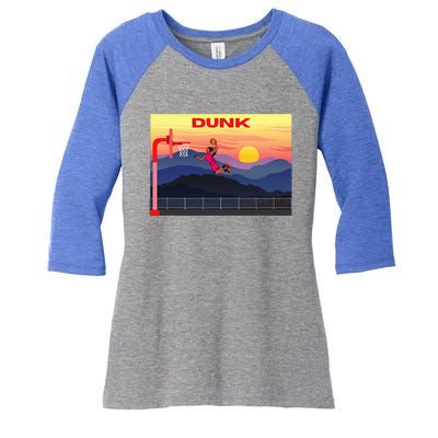 Slam Dunk Alleyoop Highflying Dunk Hang Time Dunk Women's Tri-Blend 3/4-Sleeve Raglan Shirt