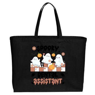 Spooky Dental Assistant Halloween Dental Assisting Groovy Gift Cotton Canvas Jumbo Tote